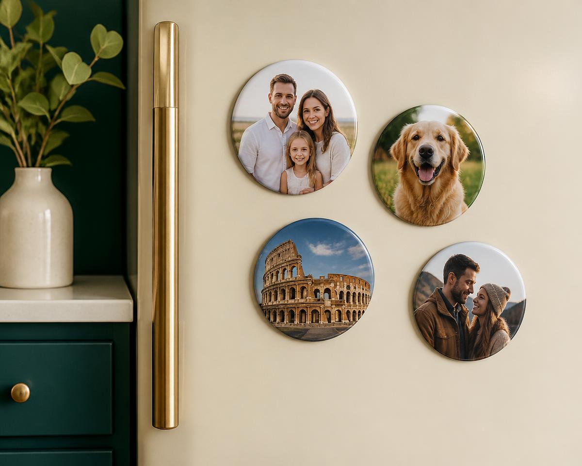 Round photo magnets